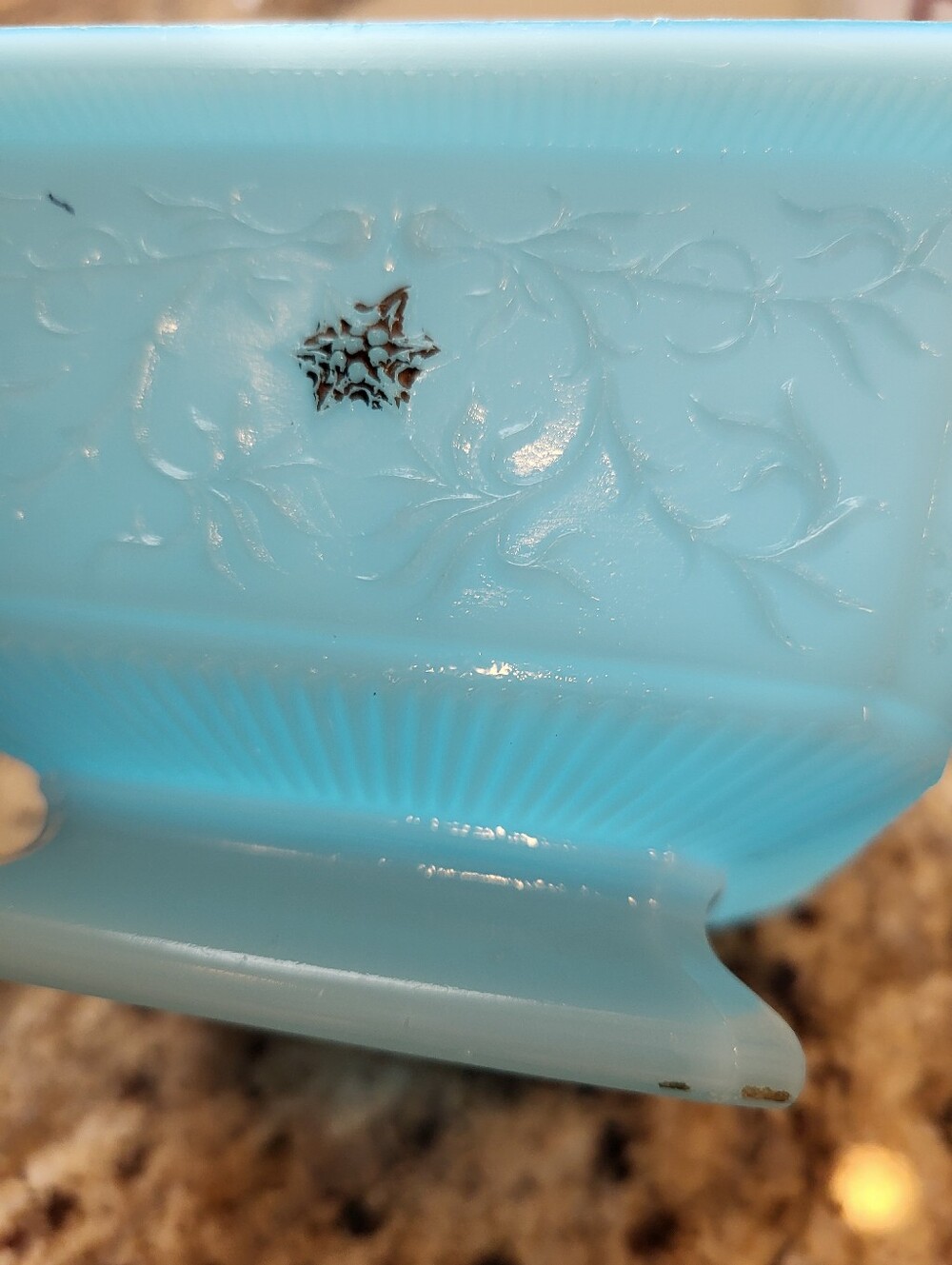 Vintage Blue 3 x 4.5 Inch  Milk Glass Footed Bowl Or  Planter - Picture 14 of 14